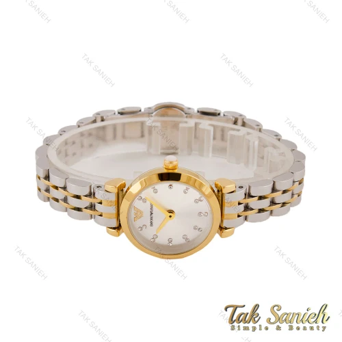 ساعت امپریوآرمانی مینی زنانه دورنگ طلایی صفحه سیلور Armani-5797-L