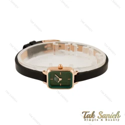 ساعت DW مستطیلی مینی زنانه بند چرم مشکی صفحه سبز DW-5801-L