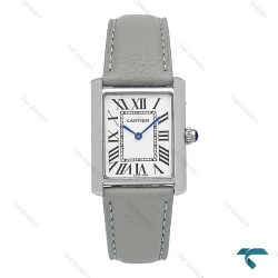 ساعت مچی کارتیر تانک زنانه استیل بند چرم طوسی Cartier-7215-L