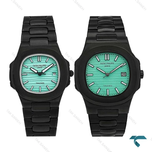 ساعت پتک فیلیپ ناتیلوس ست مشکی صفحه تیفانی Patek-7243-S
