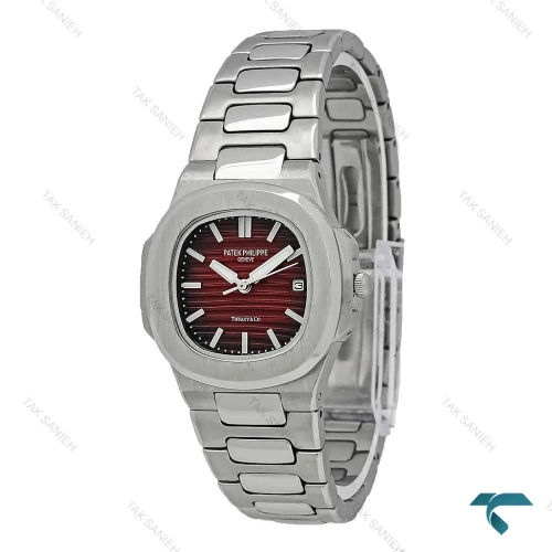 ساعت پتک فیلیپ زنانه ناتیلوس سیلور صفحه زرشکی Patek-7246-L