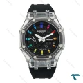 ساعت جیشاک مردانه شیشه ای مشکی صفحه رنگی GShock-7592-G
