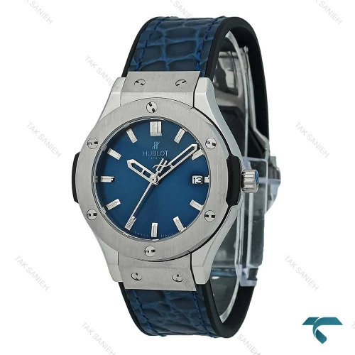 ساعت هابلوت زنانه استیل بند چرم طرح دار سرمه ای Hublot-7596-L