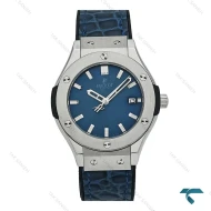 ساعت هابلوت زنانه استیل بند چرم طرح دار سرمه ای Hublot-7596-L