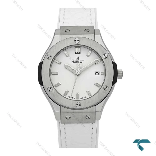 ساعت هابلوت زنانه استیل بند چرم طرح دار سفید Hublot-7597-L