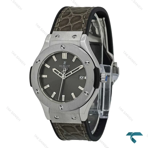 ساعت هابلوت زنانه استیل بند چرم طرح دار طوسی Hublot-7600-L