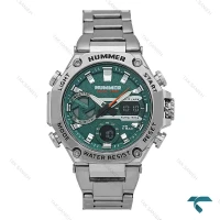 ساعت مردانه هامر 1444 دوزمانه سیلور صفحه سبز Hummer-7536-G