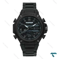 ساعت مردانه هامر 1444 دوزمانه بند فلزی مشکی Hummer-7537-G