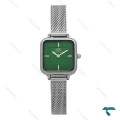 ساعت دنیل ولینگتون زنانه مربعی حصیری سیلور صفحه سبز DW-7628-L