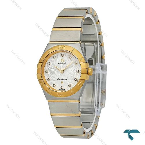 ساعت زنانه امگا کانسلیشن دورنگ طلایی صفحه سفید جدید Omega-7636-L