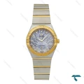 امگا کانسلیشن زنانه دورنگ طلایی صفحه طرحدار آبی Omega-7637-L