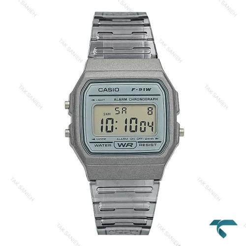 ساعت کاسیو F-91WS-8 نوستالژی شیشه ای خاکستری Casio-7647-U