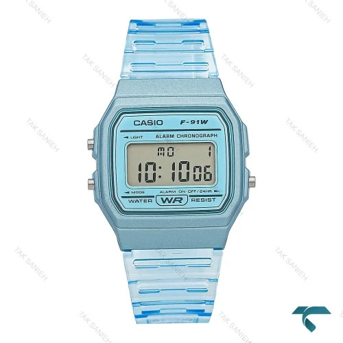 ساعت کاسیو F-91WS-2 نوستالژی آبی شیشه ای Casio-7649-U