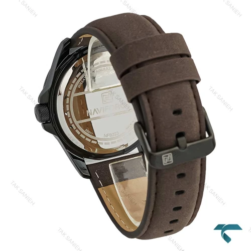 ساعت نیوی فورس مردانه NF8023 بند جیر قهوه ای صفحه مشکی NaviForce-7671-G