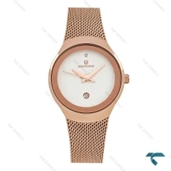 ساعت زنانه نیوی فورس NF5004 بند حصیری رزگلد NaviForce-7676-L