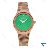 ساعت حصیری زنانه نیوی فورس NF5004 رزگلد صفحه سبز NaviForce-7680-L