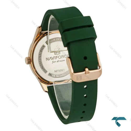 ساعت مچی زنانه نیوی فورس مدل NF5051 با طرح گل و بند سبز مناسب استفاده روزمره و هدیه