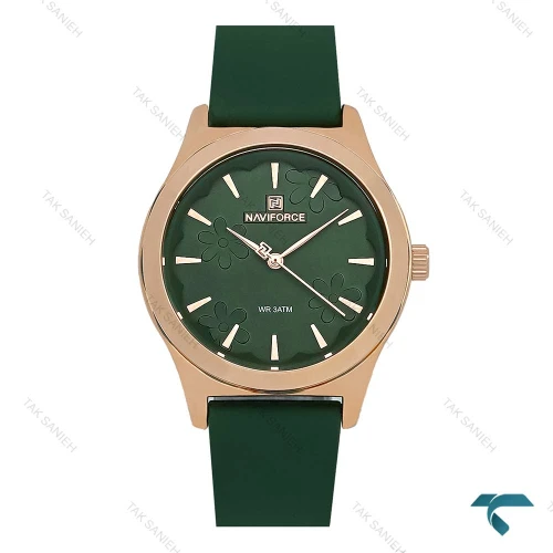 ساعت مچی زنانه نیوی فورس مدل NF5051 با طرح گل و بند سبز مناسب استفاده روزمره و هدیه