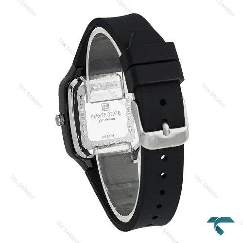 ساعت مچی زنانه نیوی فورس مدل NF5055 مشکی با بند چرمی و صفحه سبز مناسب استفاده روزمره و استایل کژوال