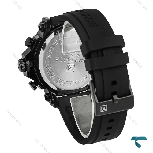 ساعت اسپرت مردانه نیوی فورس مدل NF7123 سه موتوره رنگ مشکی مناسب استایل کژوال و رسمی همراه با بند با کیفیت بالا