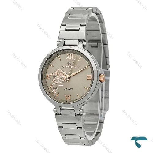 ساعت مچی زنانه ناوی فورس NF5060 نقره ای صفحه طوسی NaviForce-7743-L