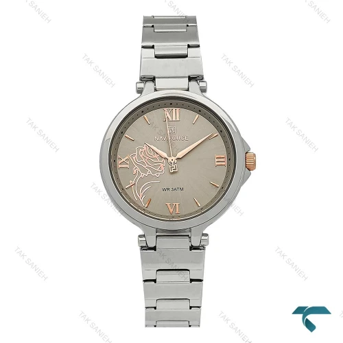 ساعت مچی زنانه ناوی فورس NF5060 نقره ای صفحه طوسی NaviForce-7743-L