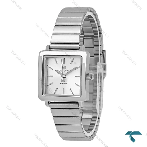 ساعت زنانه ناوی فورس NF5048 مربعی نقره ای سفید NaviForce-7746-L