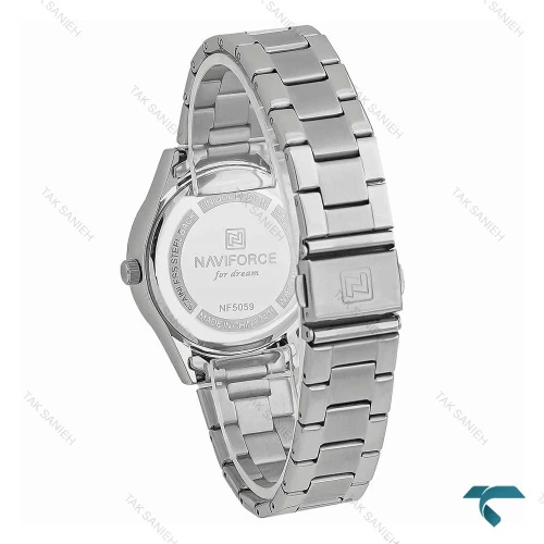 ساعت مچی زنانه نیوی فورس NF5059 سیلور صفحه سرمه ای NaviForce-7759-L