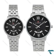 ساعت ست نیوی فورس NF9238 سیلور صفحه مشکی NaviForce-7762-S