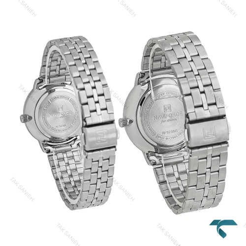 ساعت ست نیوی فورس NF9238 سیلور صفحه مشکی NaviForce-7762-S