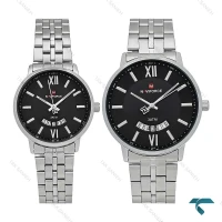 ساعت ست نیوی فورس NF9238 سیلور صفحه مشکی NaviForce-7762-S