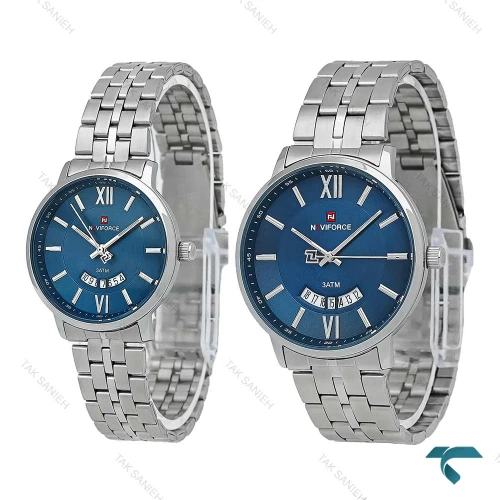 ساعت ست نیوی فورس NF9238 سیلور صفحه سرمه ای NaviForce-7763-S