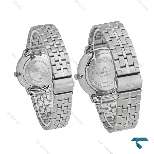 ساعت نیوی فورس NF9238 ست سیلور صفحه سفید NaviForce-7764-S