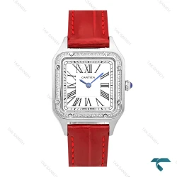 ساعت کارتیه دومونت زنانه دورنگین بند قرمز Cartier-7772-L