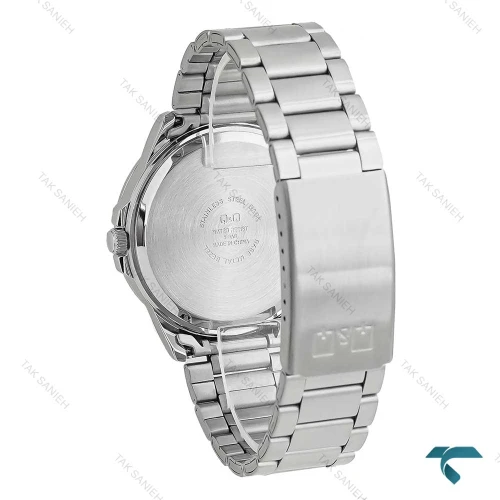 ساعت مردانه کیو اند کیو مدل 7782 استیل با صفحه مشکی و دو تقویم مناسب استفاده روزمره و رسمی