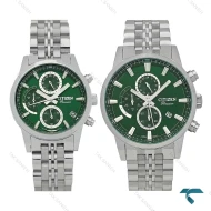 ساعت سیتیزن ست Premier استیل صفحه سبز سه موتوره Citizen-7824-S