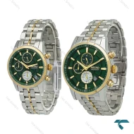 ساعت ست سیکو سه موتوره کورنوگراف دورنگ طلایی صفحه سبز Seiko-7834-S