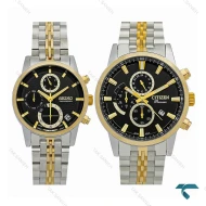 ساعت ست سیتیزن دورنگ طلایی سه موتوره Citizen-7835-S