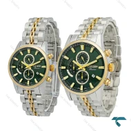 ساعت سیتیزن ست Premier دورنگ طلایی صفحه سبز سه موتوره Citizen-7836-S