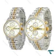 ساعت ست سیکو سه موتوره کورنوگراف دورنگ طلایی Seiko-7837-S