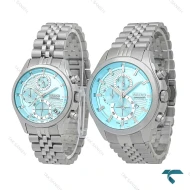 ساعت سیکو ست سه موتوره کورنوگراف نقره ای صفحه تیفانی Seiko-7838-S