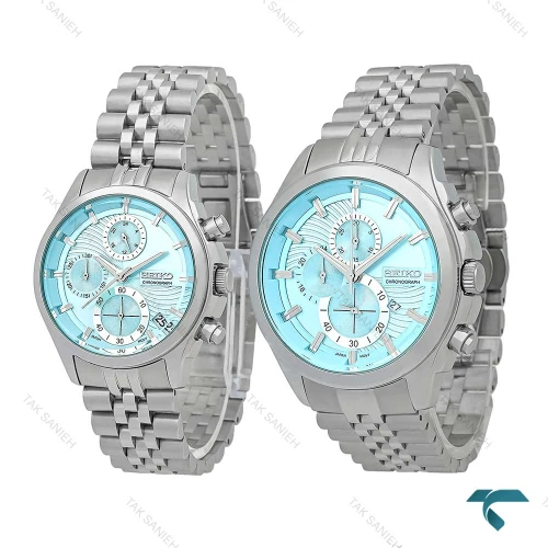 ساعت مردانه سیکو مدل کورنوگراف نقره ای سه موتوره با صفحه تیفانی شیک و اسپرت مناسب استایل رسمی و روزمره