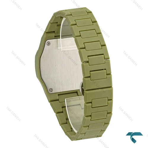 ساعت طرح ای پی پلاستیکی تک موتوره سبز زیتونی AP-7858-G