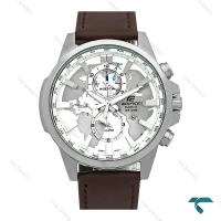 ساعت کاسیو ادیفایس EFR303 مردانه سیلور سفید بند چرم Casio-7870-G