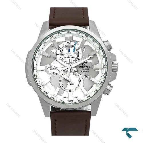 ساعت کاسیو ادیفایس EFR303 مردانه سیلور سفید بند چرم Casio-7870-G