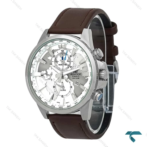 ساعت کاسیو ادیفایس EFR303 مردانه سیلور سفید بند چرم Casio-7870-G
