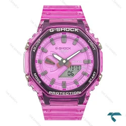 ساعت کاسیو جیشاک GA2100 زنانه شیشه ای صورتی Casio-7877-L