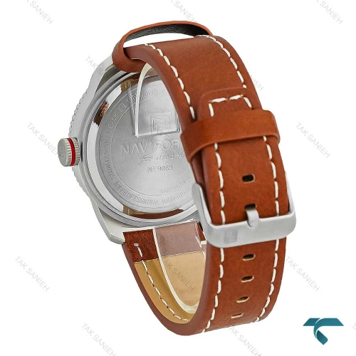ساعت ناوی فورس مردانه NF9063 بند چرم عسلی NaviForce-7887-G
