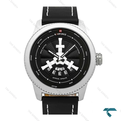 ساعت مردانه ناوی فورس NF9156 سیلور بند چرم مشکی NaviForce-7891-G