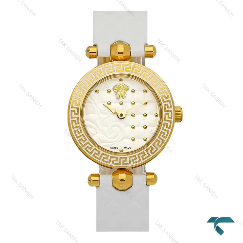 ساعت ورساچه Micro Vanitas زنانه طلایی بند چرم سفید Versace-7902-L